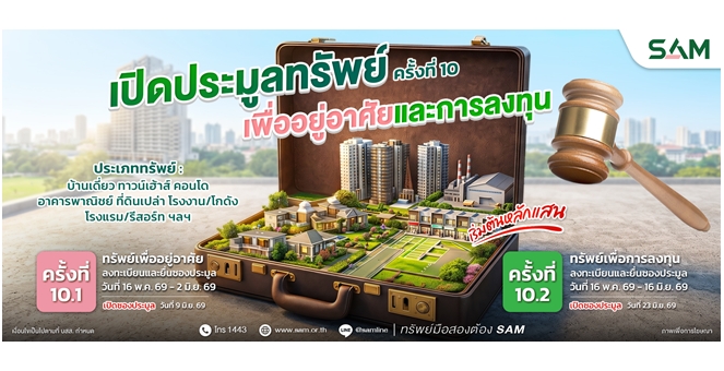 SAM เปิดประมูลโรงแรมดังกลางเมืองสุราษฎร์ธานี พร้อมทรัพย์ NPA ทำเลดีทั่วไทยอีก 43 รายการ มูลค่ารวมกว่า 257 ลบ.